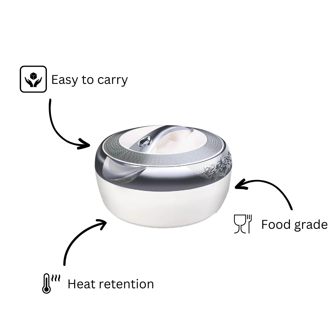 Casserole Hotpot Set | Premium white & Silver (Glass Top)