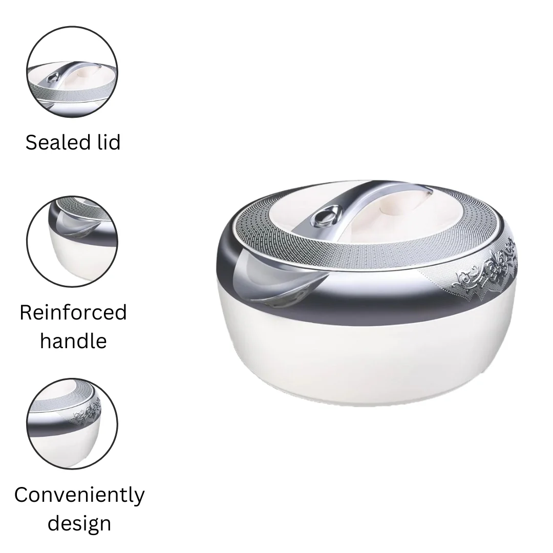 Casserole Hotpot Set | Premium white & Silver (Glass Top)