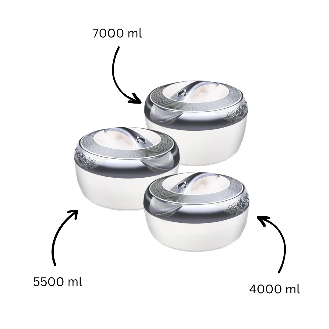 Casserole Hotpot Set | Premium white & Silver (Glass Top)