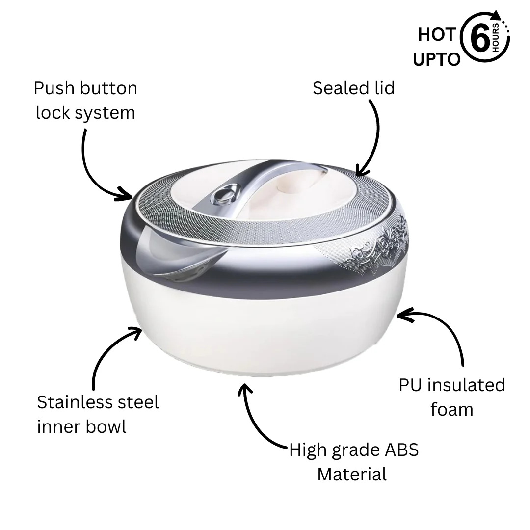 Casserole Hotpot Set | Premium white & Silver (Glass Top)