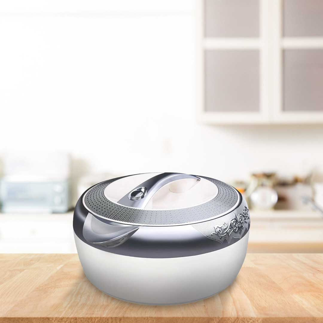 Casserole Hotpot Set | Premium white & Silver (Glass Top)