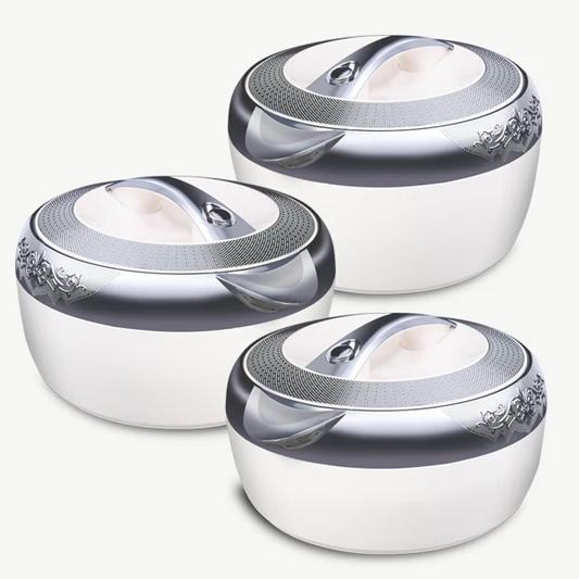 Casserole Hotpot Set | Premium white & Silver (Glass Top)