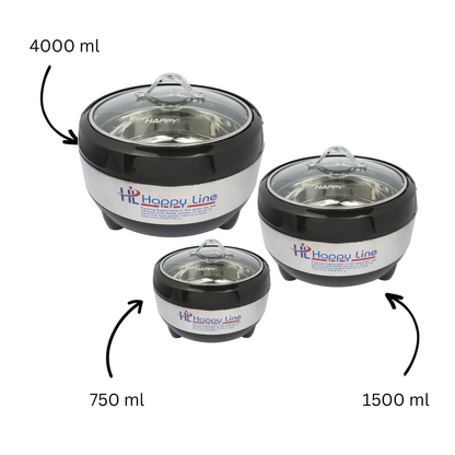 3 Pcs Casserole Hotpot Set | Steel (Glass Top)