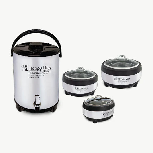 4 Pcs Casserole Hotpot & Cooler Set | Steel (Glass Top)