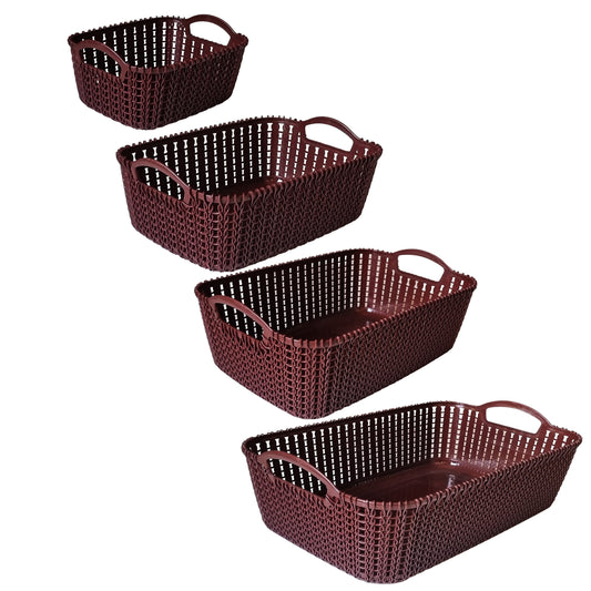 Rattan Style Rectangle Basket Set | 4 Pcs