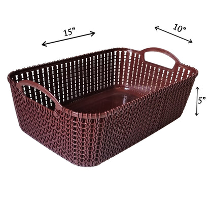 Rattan Style Rectangle Basket Set | 4 Pcs