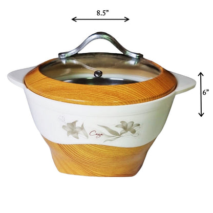 Woody Casserole Hotpot Set  (Glass Top) | 3 Pcs