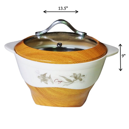 Woody Casserole Hotpot Set  (Glass Top) | 3 Pcs